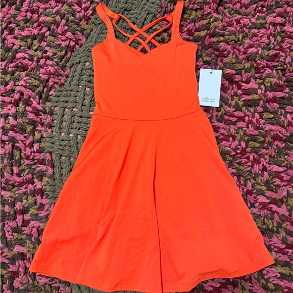 girlfriend collective riley sweetheart dress in racer - Picture 1 of 13